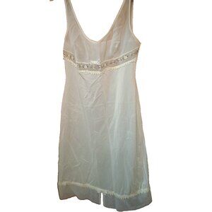 Vintage schiesser Ivory Lightweight Eggshell Slip Nightgown Ladies 42 Bow Floral